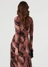 Izabel London Dusky Pink Abstract Long Sleeve Flared Midi Dress - 14 Image 2