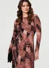 Izabel London Dusky Pink Abstract Long Sleeve Flared Midi Dress - 14 Image 4