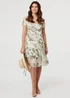 Izabel London Sage Printed Cap Sleeve Knee Length Dress - 16 Image 1