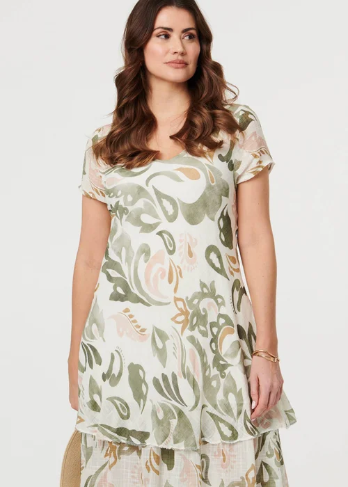 Izabel London Sage Printed Cap Sleeve Knee Length Dress - 16 Image 3