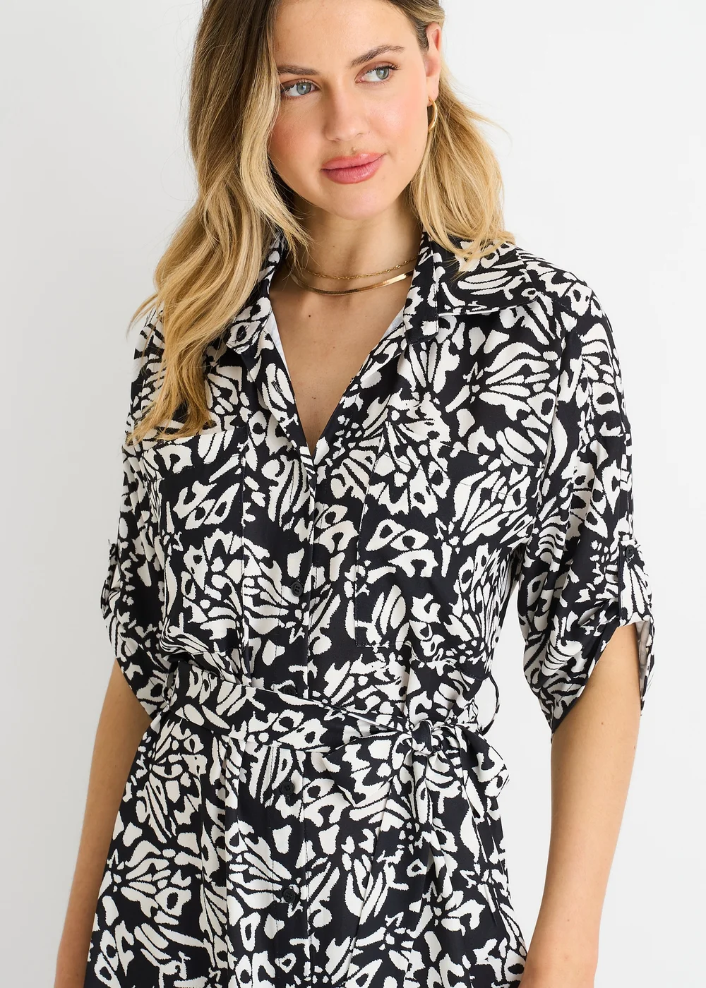 Gini London Black Button Through Belted Shirt Midi Dress - L/XL Image 3