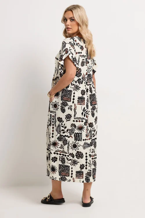 Yours Curve Ivory White Abstract Midi Dress - 18 Image 4