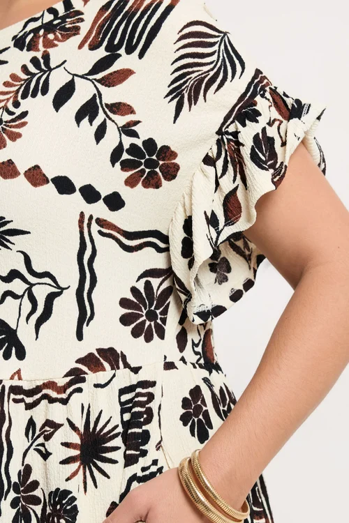 Yours Curve Ivory White Abstract Midi Dress - 18 Image 5