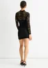 Gini London Black Stretch Lace Tie Front Side Bodycon Mini Dress - 8 Image 2