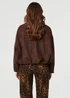 Izabel London Brown Faux Suede Long Sleeve Cropped Jacket - 8 Image 2