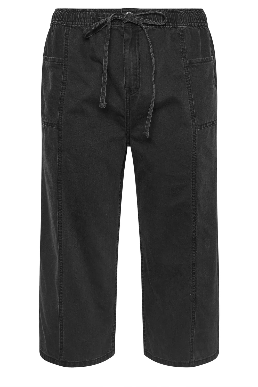 Yours Curve Washed Black Cropped Denim Trousers - 30-32 Image 5