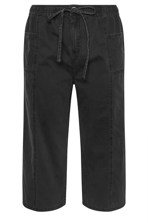 Yours Curve Washed Black Cropped Denim Trousers - 30-32 Image 5