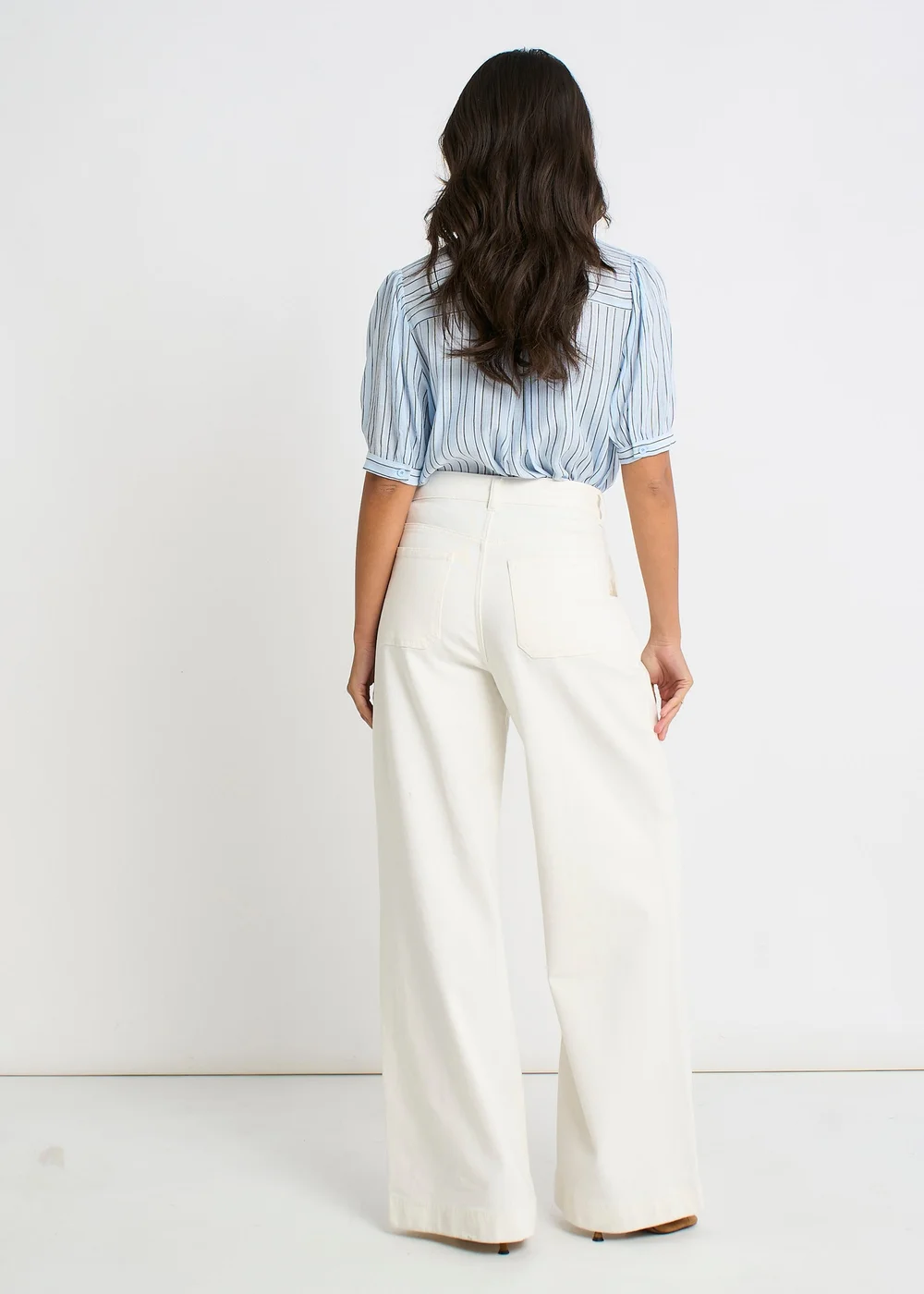 Gini London Off White Pleat Wide Leg Jean - 12 Image 2
