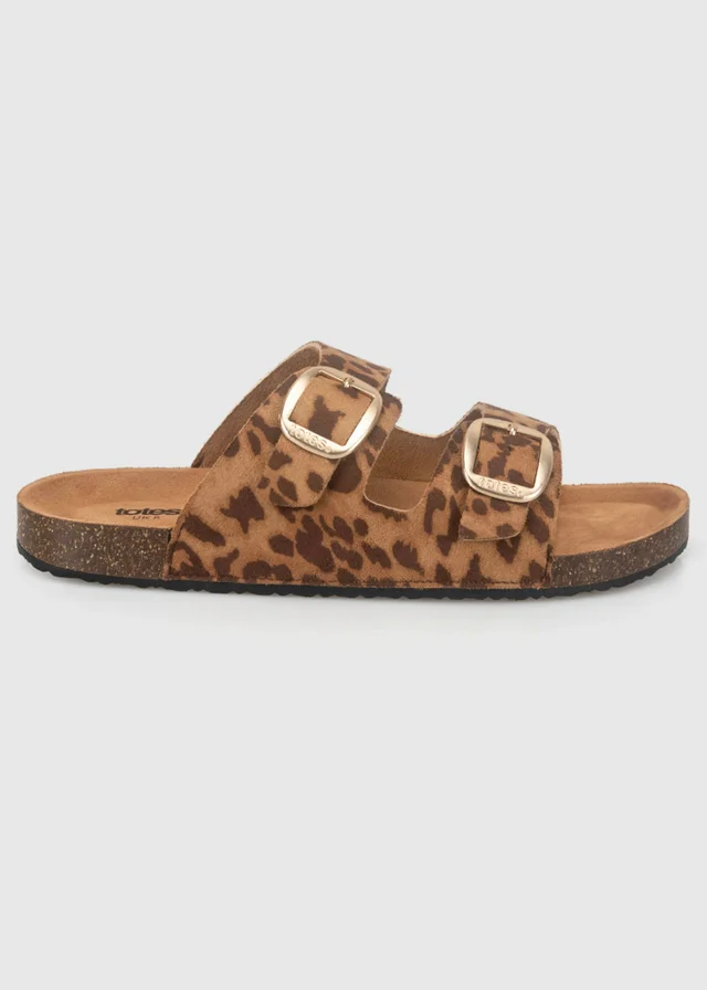 Totes Animal Print Double Buckle Sliders