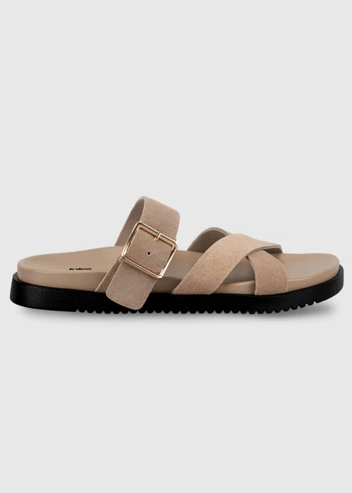 Totes Sand Suede Cross Strap Sandals - 4 Image 1