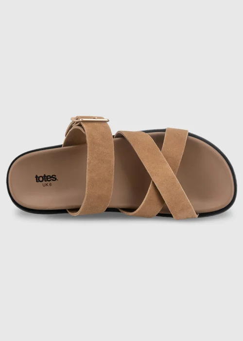 Totes Tan Suede Cross Strap Sandals - 6 Image 4