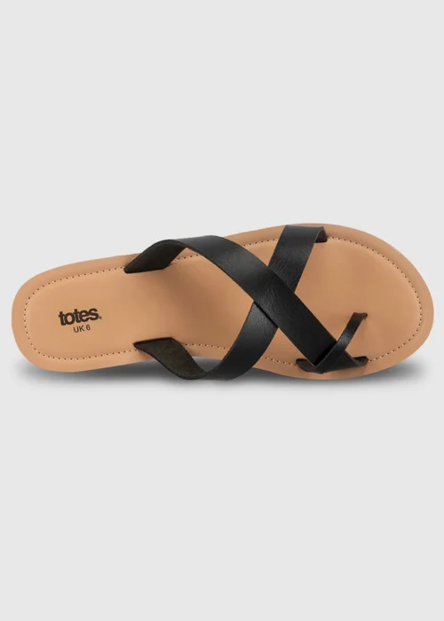 Totes Black Toe Post Strap Sandals - 5 Image 4