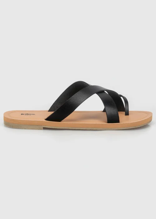 Totes Black Toe Post Strap Sandals - 5 Image 1