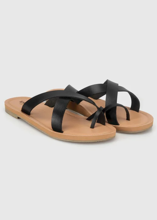 Totes Black Toe Post Strap Sandals - 5 Image 3