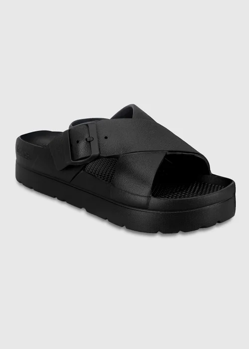Totes Solbounce Black Cross Front Buckle Sliders - 8 Image 3