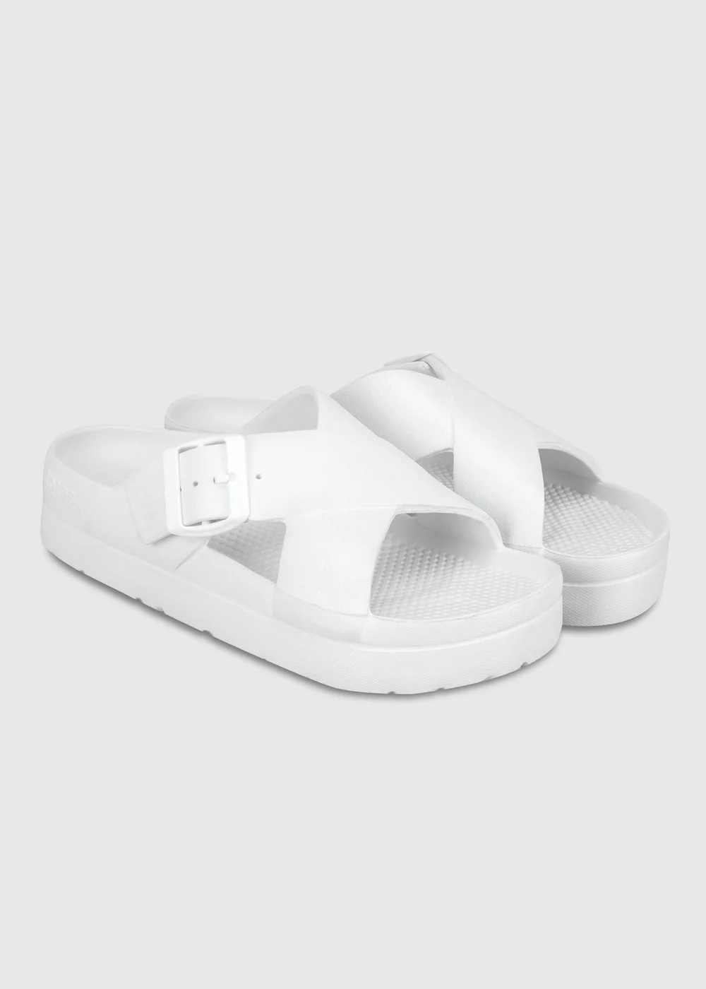 Totes Solbounce White Cross Front Buckle Sliders - 8 Image 2