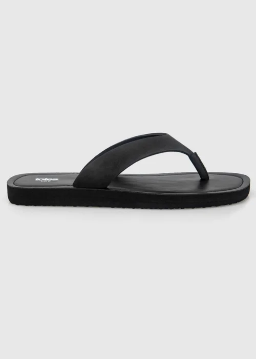 Totes Black Square Toe Faux Suede Flip Flop Sandals - 4 Image 3