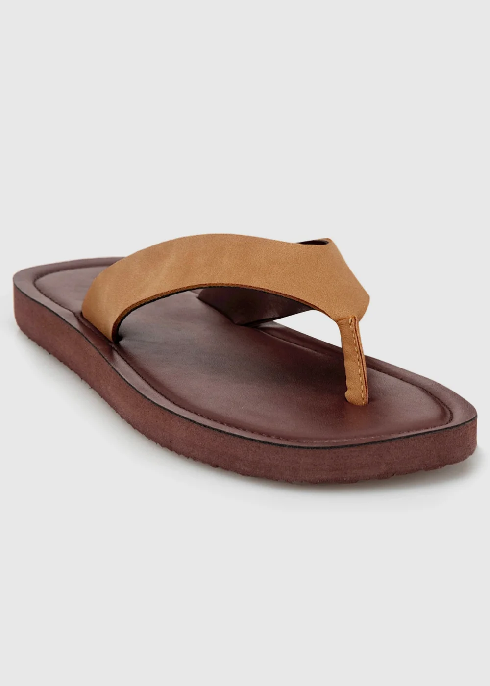 Totes Tan Square Toe Faux Suede Flip Flop Sandals - 4 Image 3