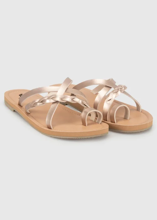 Totes Rose Gold Toe Post Strappy Sandals - 4 Image 3