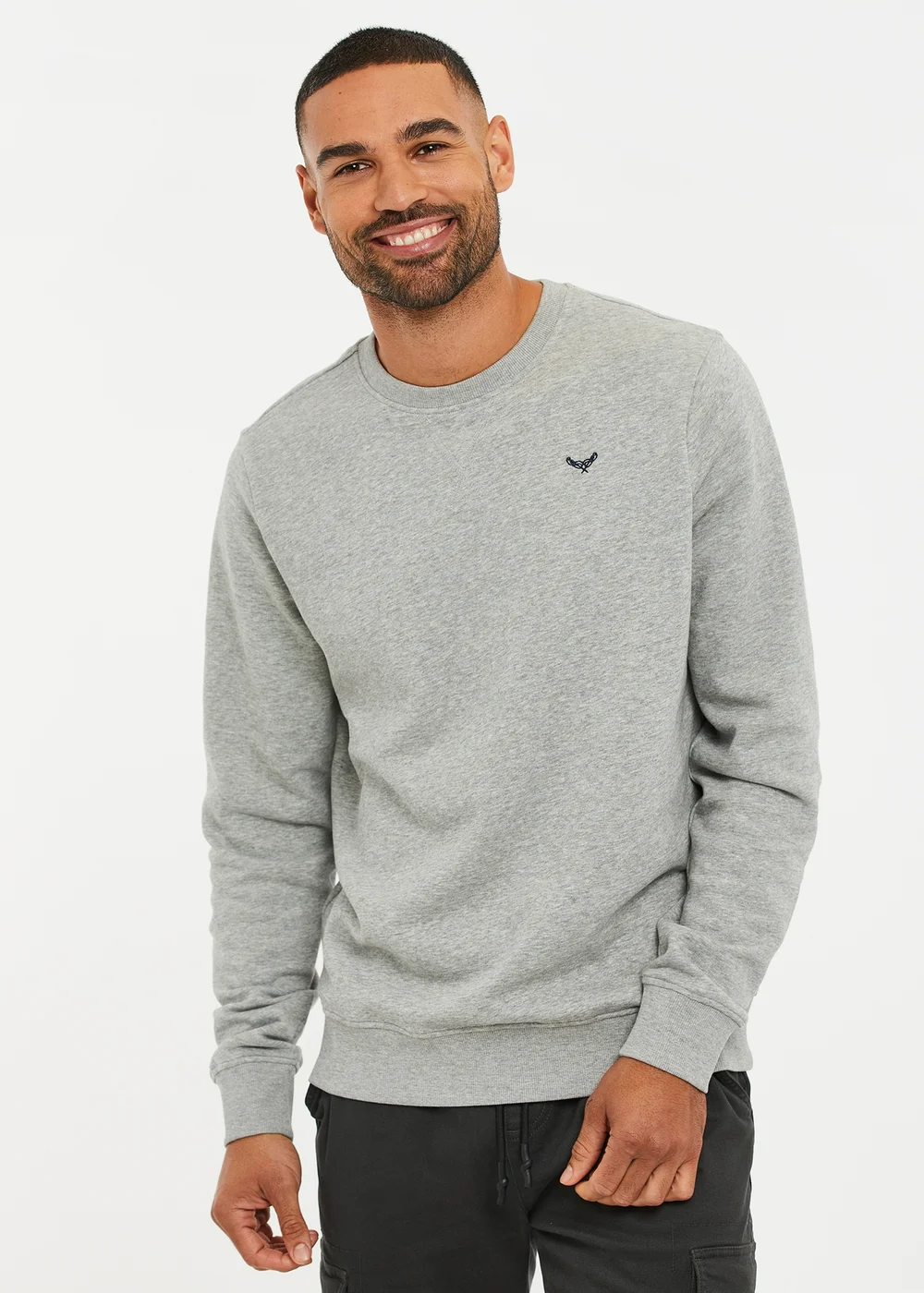 Threadbare Light Grey Cotton Blend Crew Neck Sweatshirt - XL Image 1