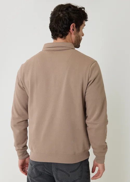Threadbare Taupe Quarter Zip Collared Sweatshirt - 2XL Image 2