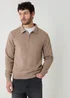 Threadbare Taupe Quarter Zip Collared Sweatshirt - 2XL Image 1