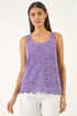 Roman Purple Cotton Crochet Knit Vest Top - 20 Image 1