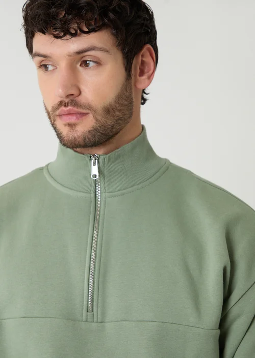 Threadbare Green Half Zip Sweatshirt - S Image 4