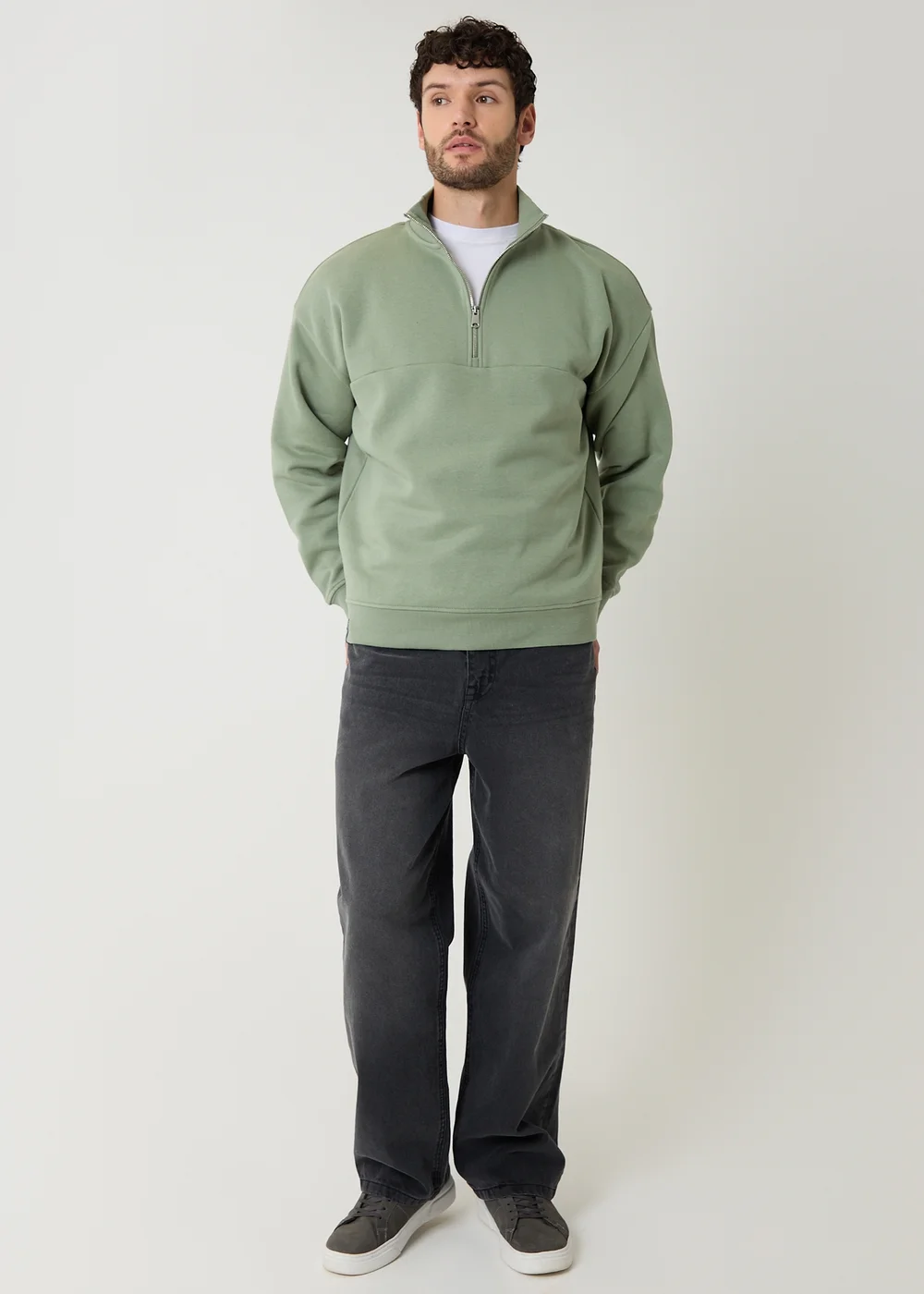 Threadbare Green Half Zip Sweatshirt - S Image 3