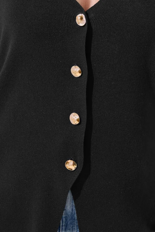 Yours Limited Curve Black Short Sleeve Knitted Top - 26-28 Image 4