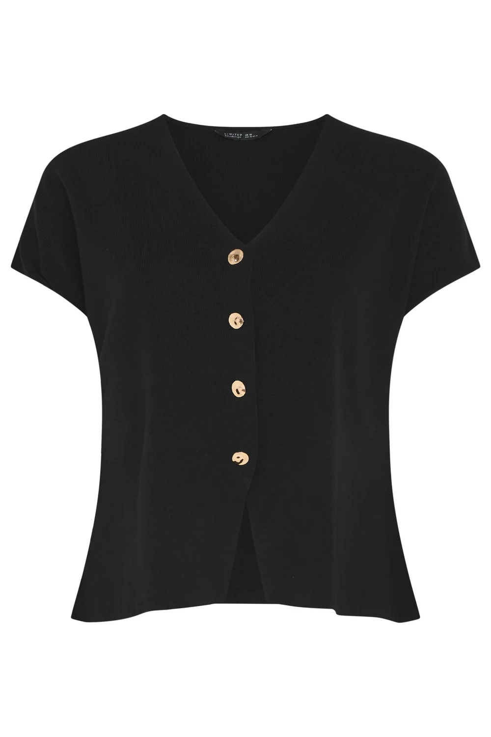 Yours Limited Curve Black Short Sleeve Knitted Top - 26-28 Image 5