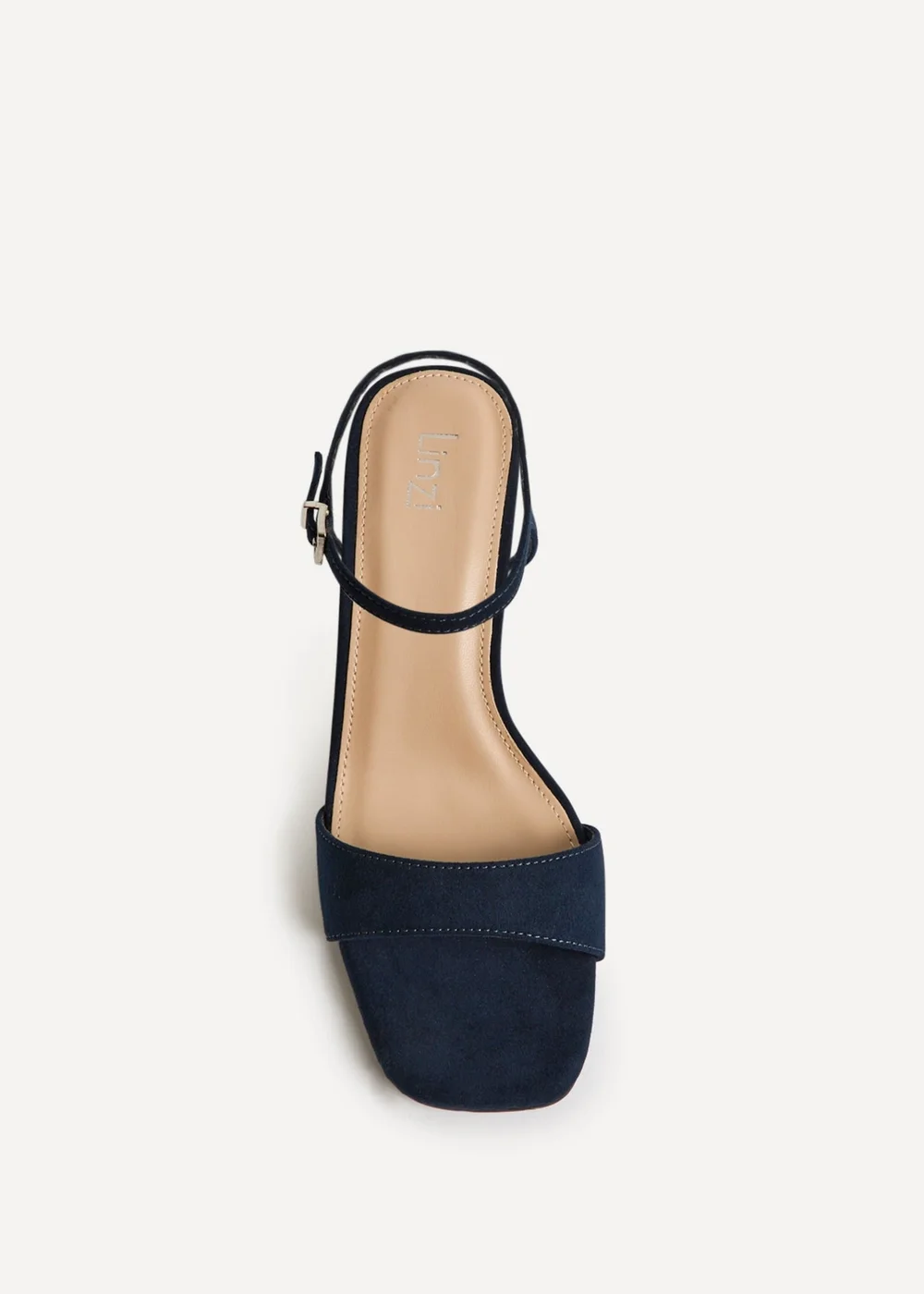 Linzi Reveal Navy Faux Suede Block Heeled Sandals - Size 6 Image 4