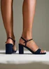 Linzi Reveal Navy Faux Suede Block Heeled Sandals - Size 6 Image 1
