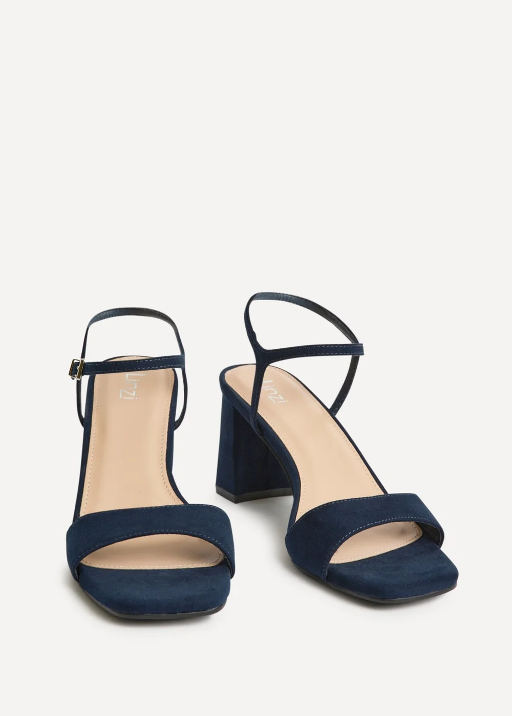 Linzi Reveal Navy Faux Suede Block Heeled Sandals - Size 6 Image 3