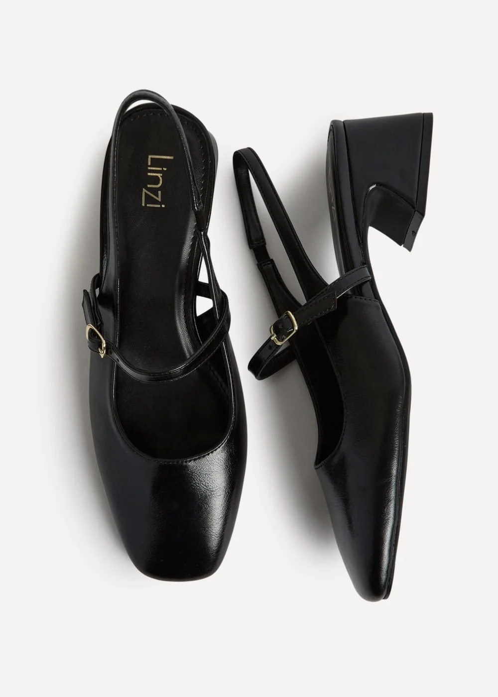 Linzi Society Black Faux Leather Mary Jane Heels - Size 5 Image 4