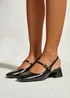 Linzi Society Black Faux Leather Mary Jane Heels - Size 5 Image 1