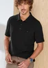 Cotton Traders Black Signature Short Sleeve Textured Polo Shirt - 3XL Image 1