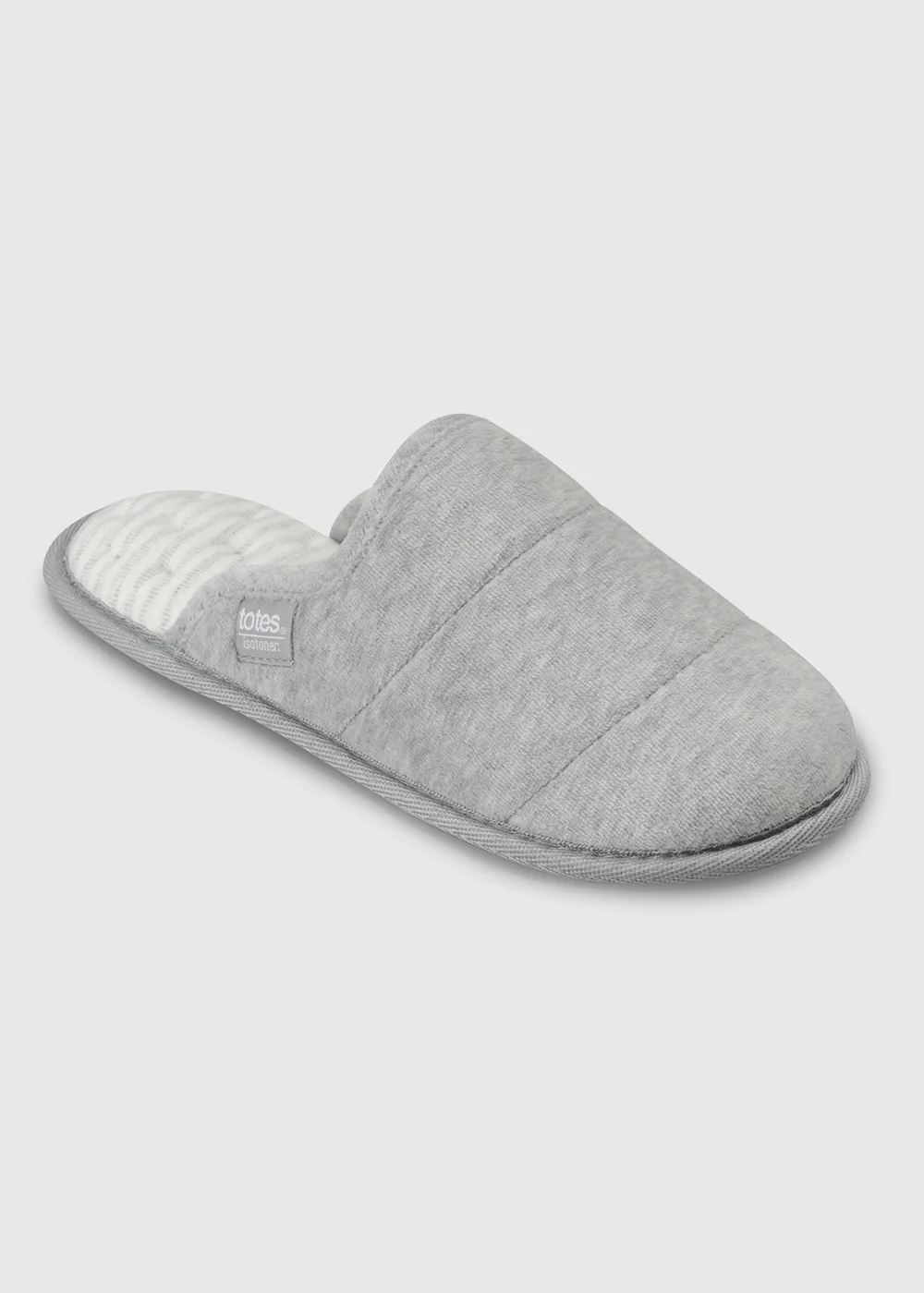 Toes Isotoner Grey Marl Quilted Mule Slippers - 5 Image 3