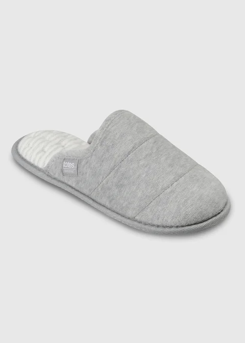 Toes Isotoner Grey Marl Quilted Mule Slippers - 5 Image 3