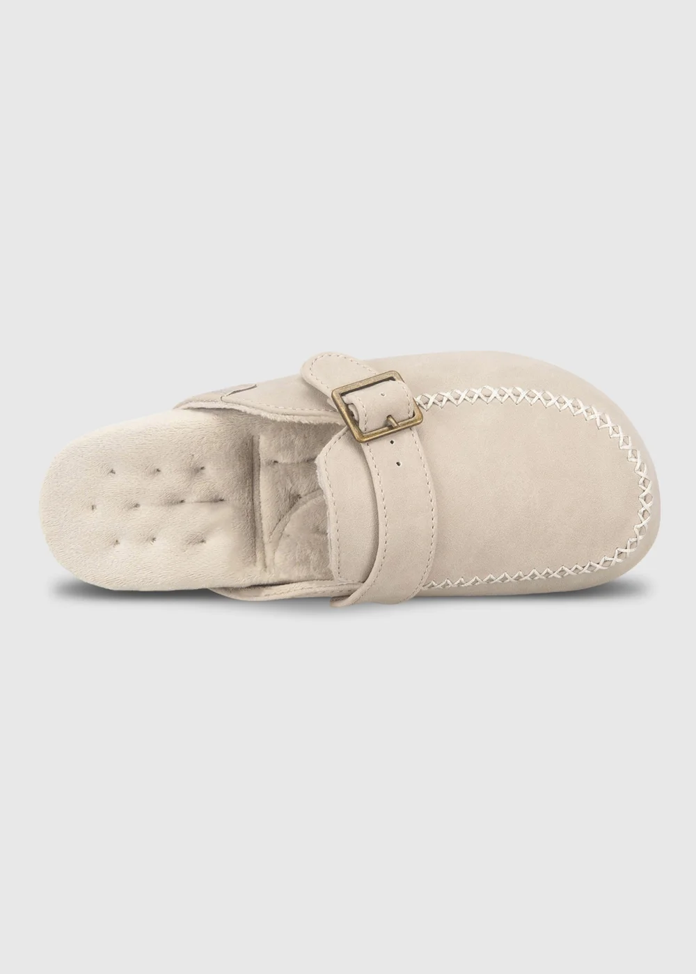 Totes Isotoner Stone Suedette Open Back Moccasin Slippers - 5 Image 4