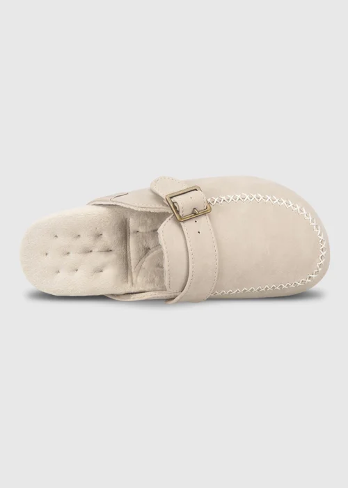 Totes Isotoner Stone Suedette Open Back Moccasin Slippers - 5 Image 4
