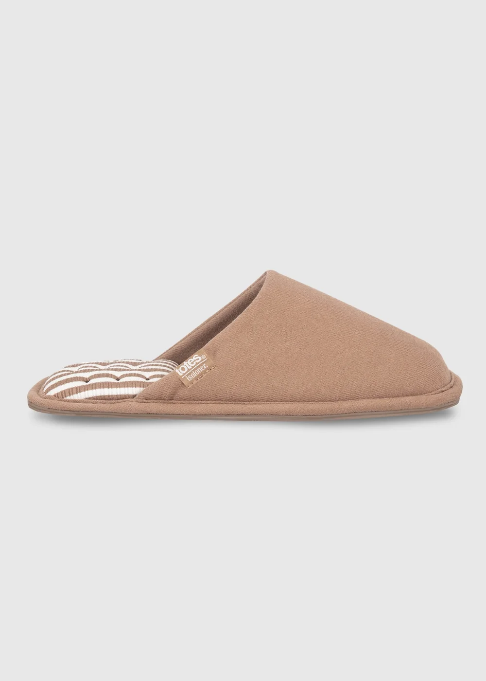 Totes Isotoner Mink Brown Square Toe Stripe Mule Slippers - 4 Image 1