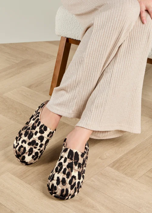Totes Isotoner Animal Print Swept Back Mule Slippers - 4 Image 2
