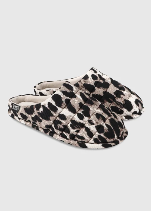 Totes Isotoner Animal Print Swept Back Mule Slippers - 4 Image 3