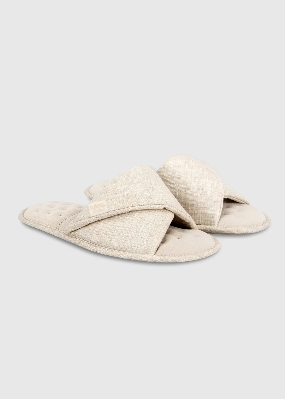 Totes Isotoner Stone Linen Twist Open Toe Slippers - 6 Image 3