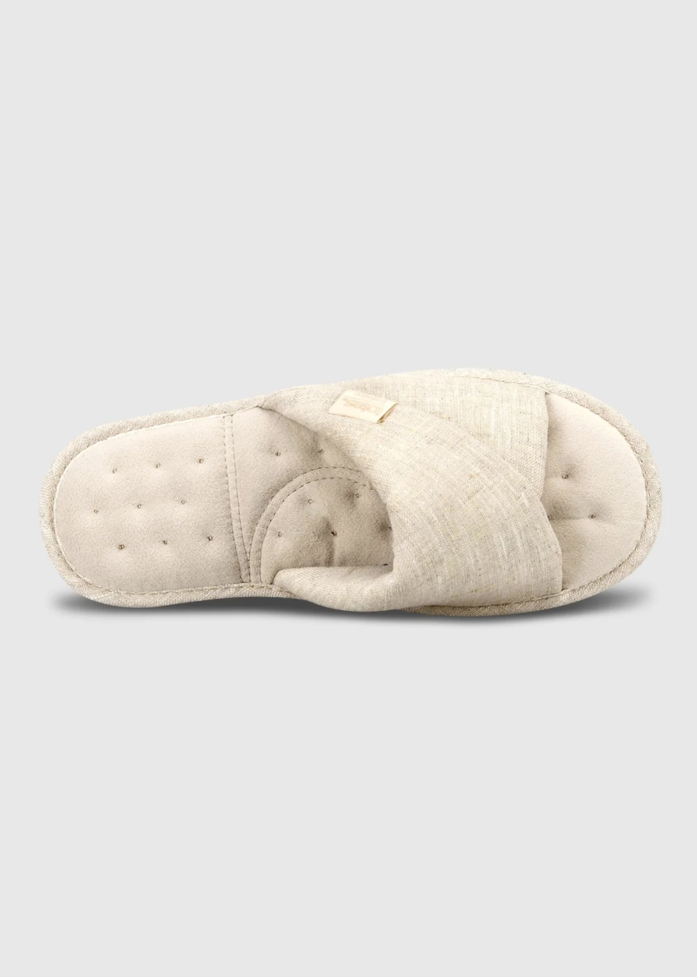Totes Isotoner Stone Linen Twist Open Toe Slippers - 6 Image 4