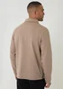 Threadbare Taupe Quarter Zip Long Sleeve Polo Sweatshirt - 2XL Image 2