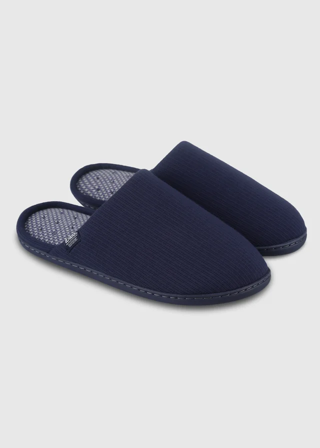 Totes Isotoner Navy Ribbed Mule Slippers