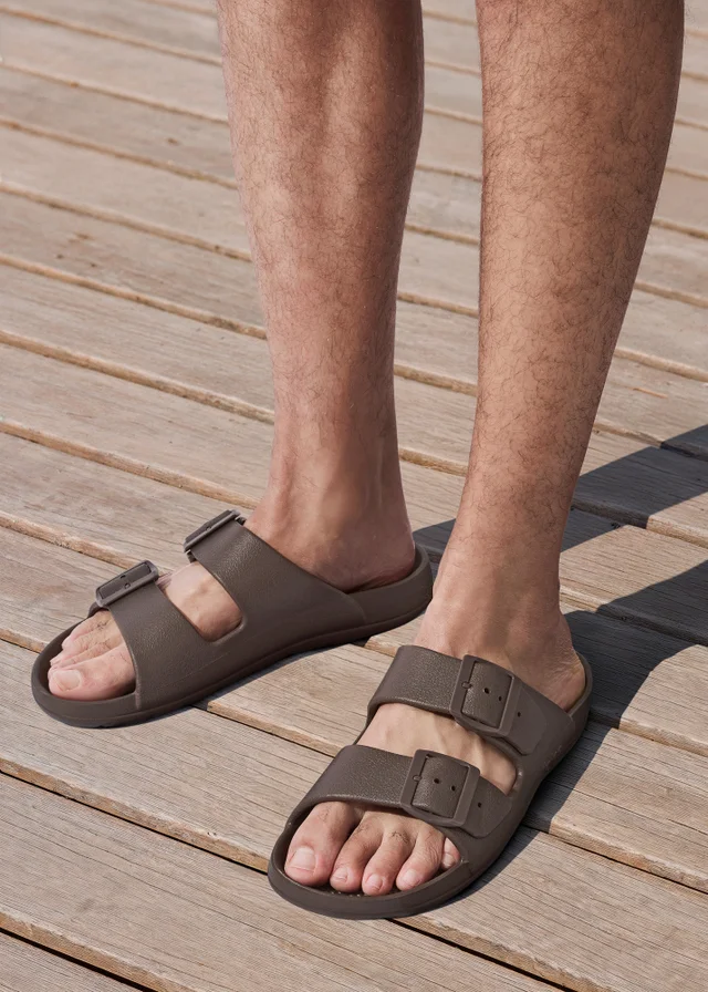 Totes Solbounce Brown Adjustable Double Buckle Sliders