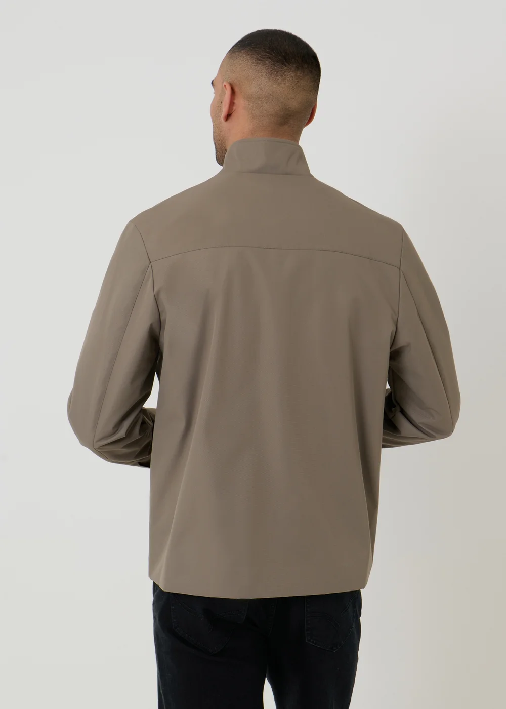 Threadbare Taupe Showerproof Zip Up Harrington Jacket - XL Image 2